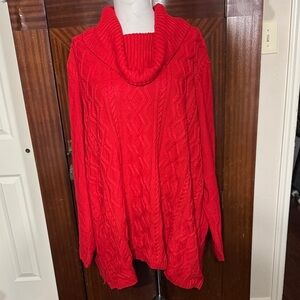 Avenue Vibrant Red Cowl Neck Sweater